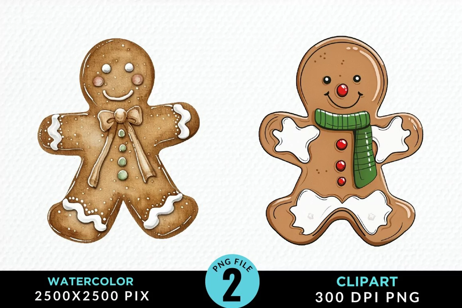 Watercolor Gingerbread Man Art Clipart product image 1