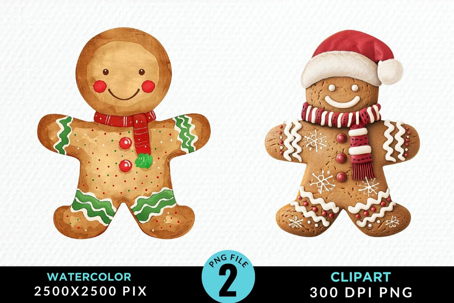 Watercolor Gingerbread Man PNG Clipart product image 1