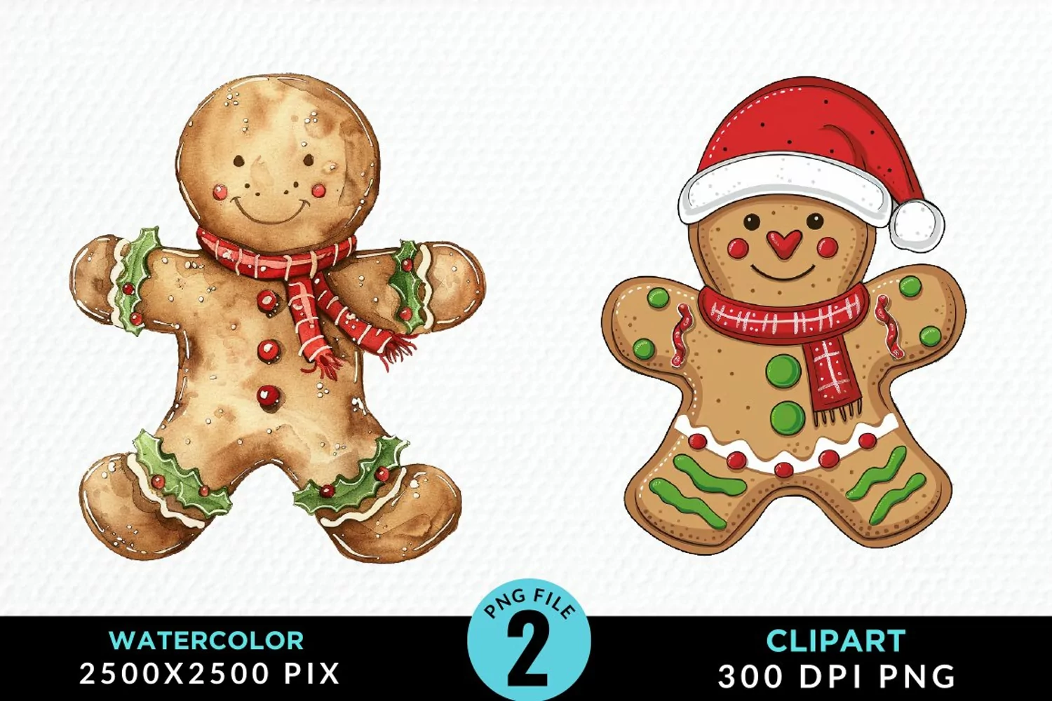 Watercolor Gingerbread Man PNG Clipart product image 1