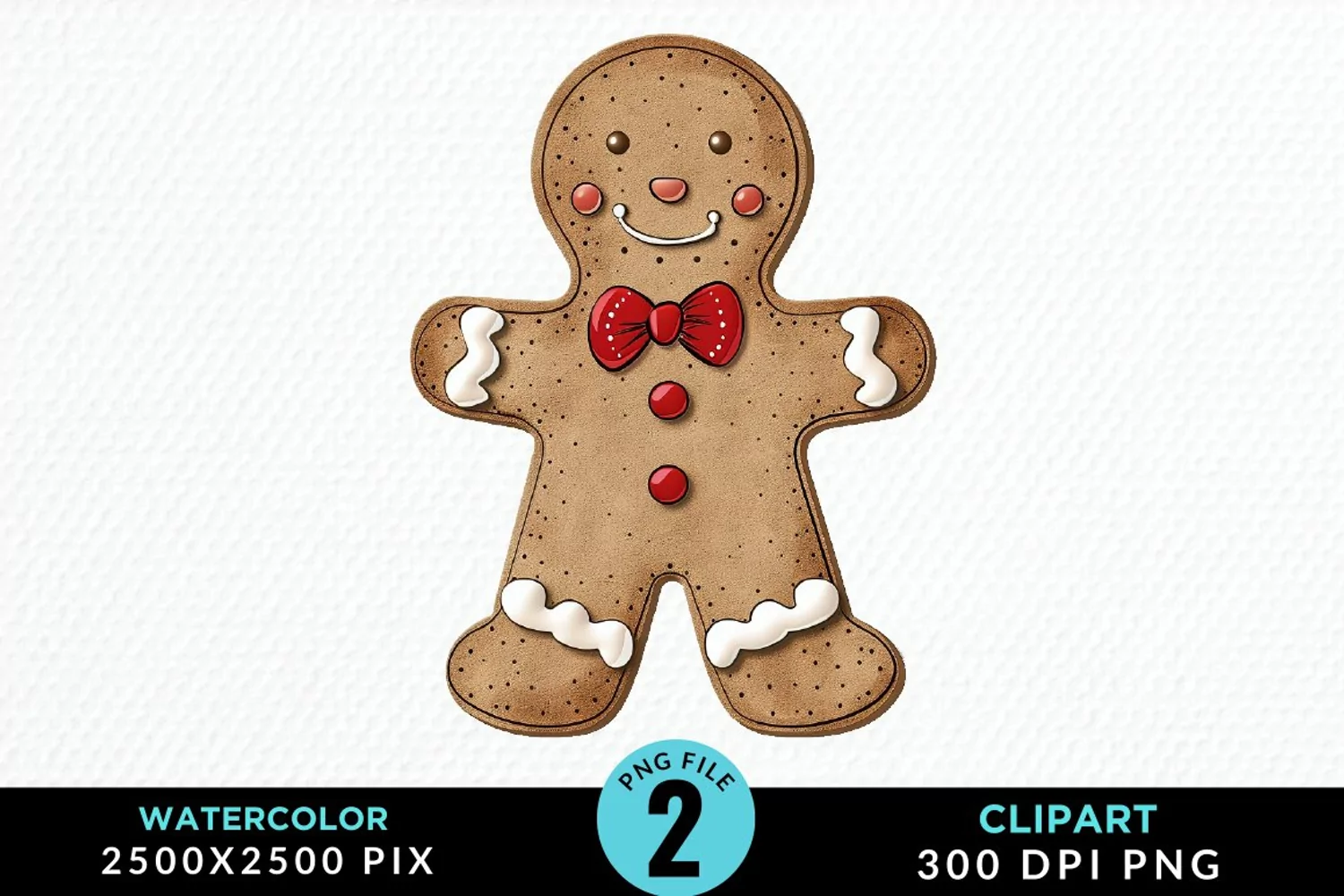 Watercolor Gingerbread Man PNG Clipart product image 1