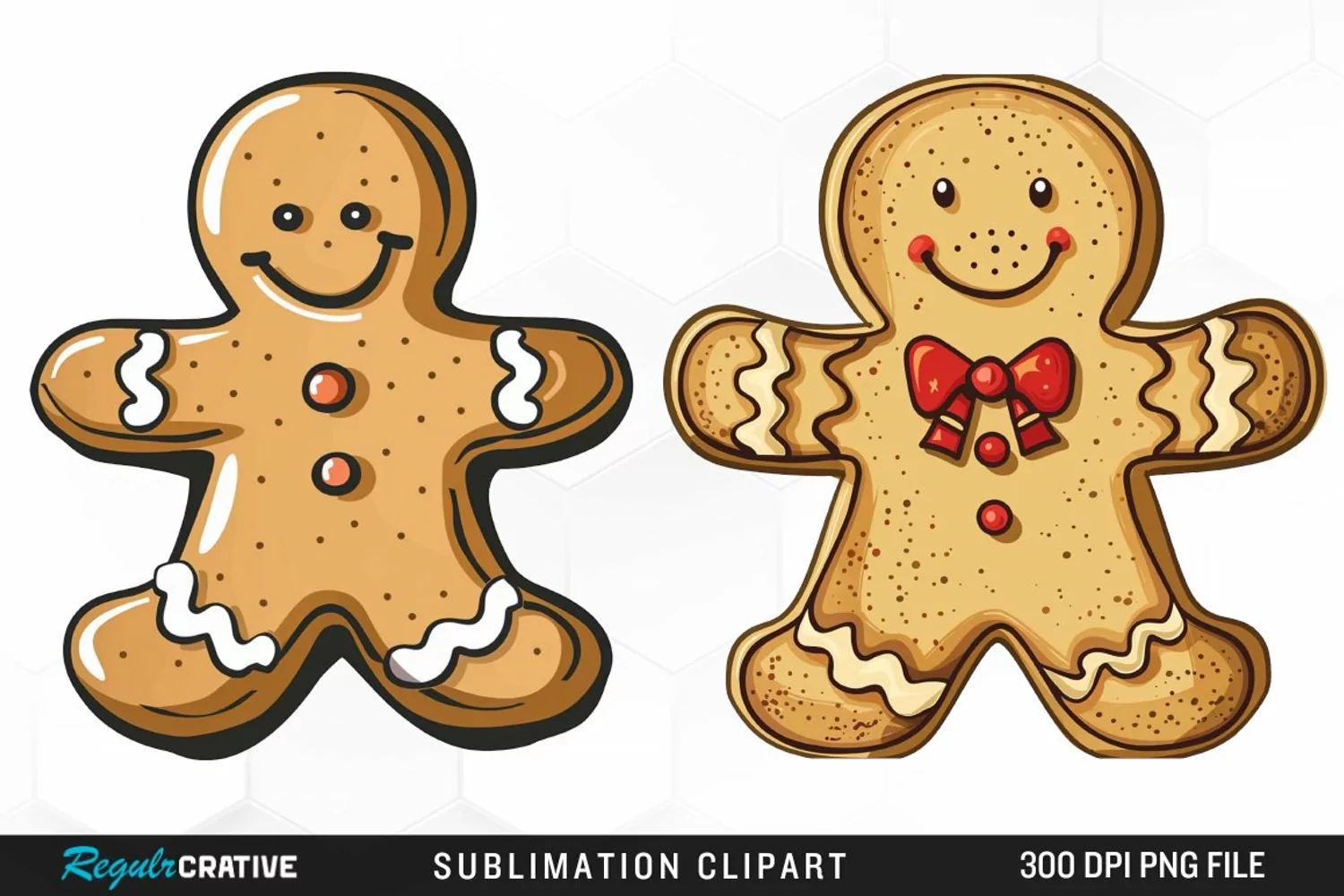 Watercolor Gingerbread Man Fun Clipart product image 1