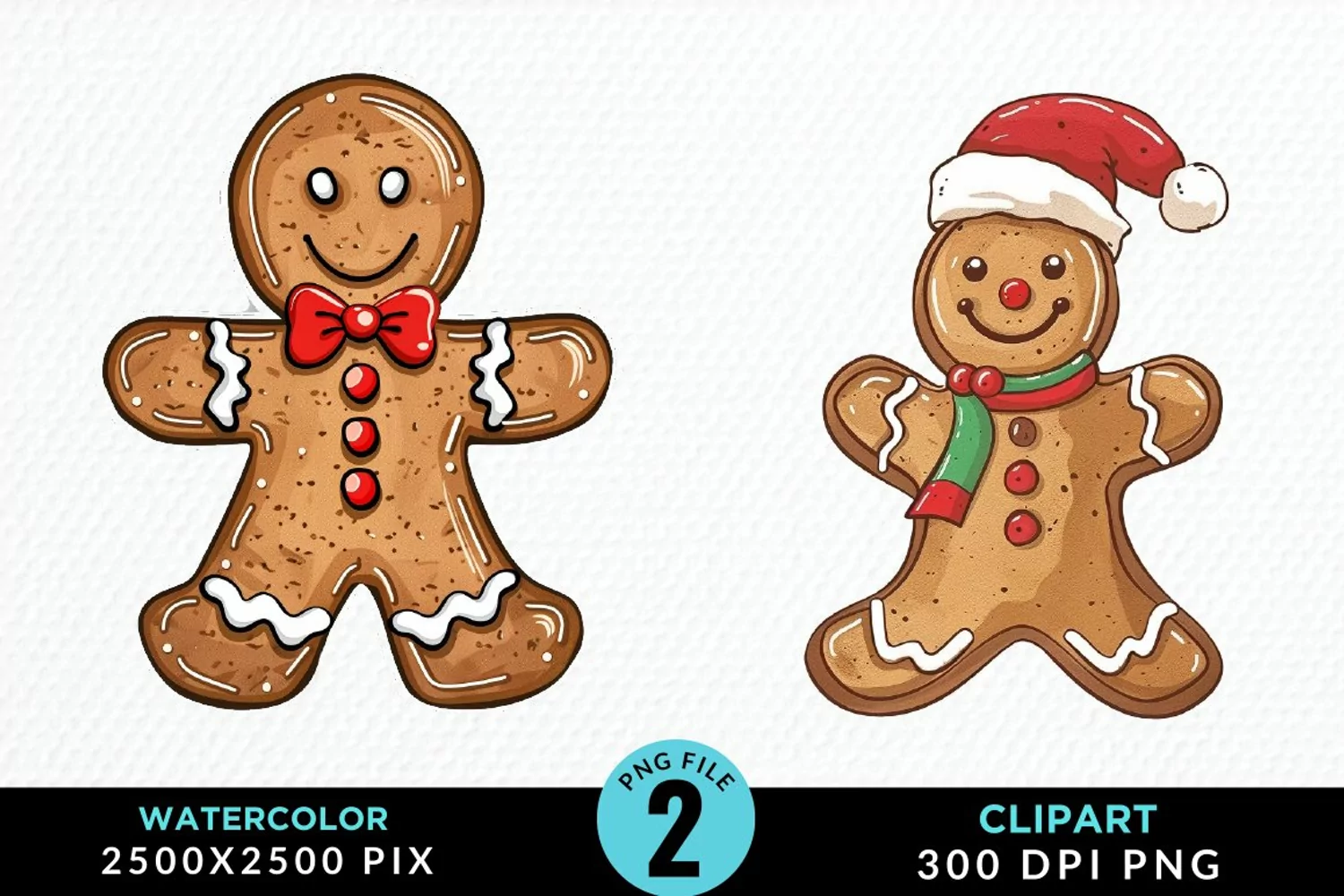 Watercolor Gingerbread Man Art Clipart product image 1