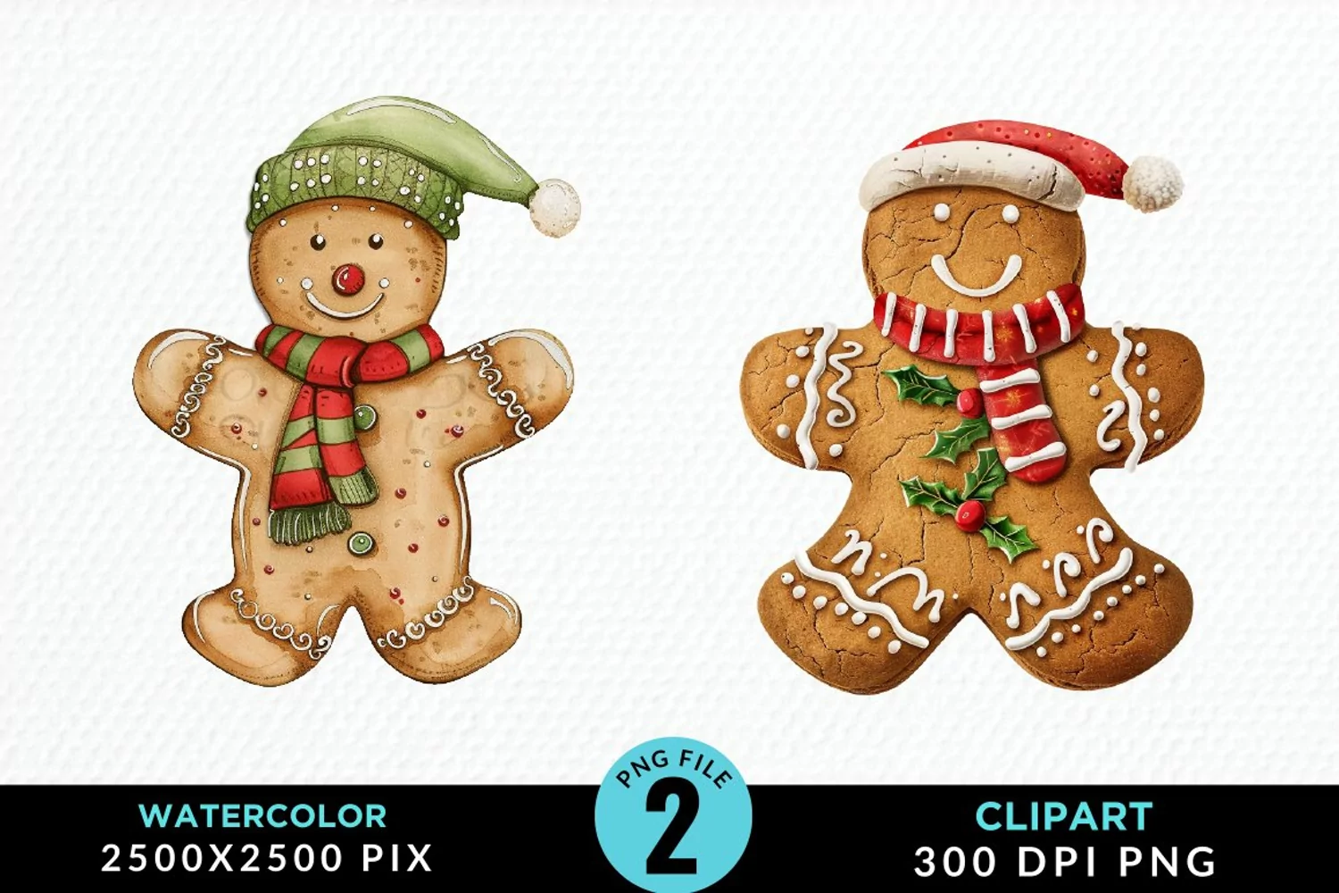 Watercolor Gingerbread Man Art Clipart product image 1