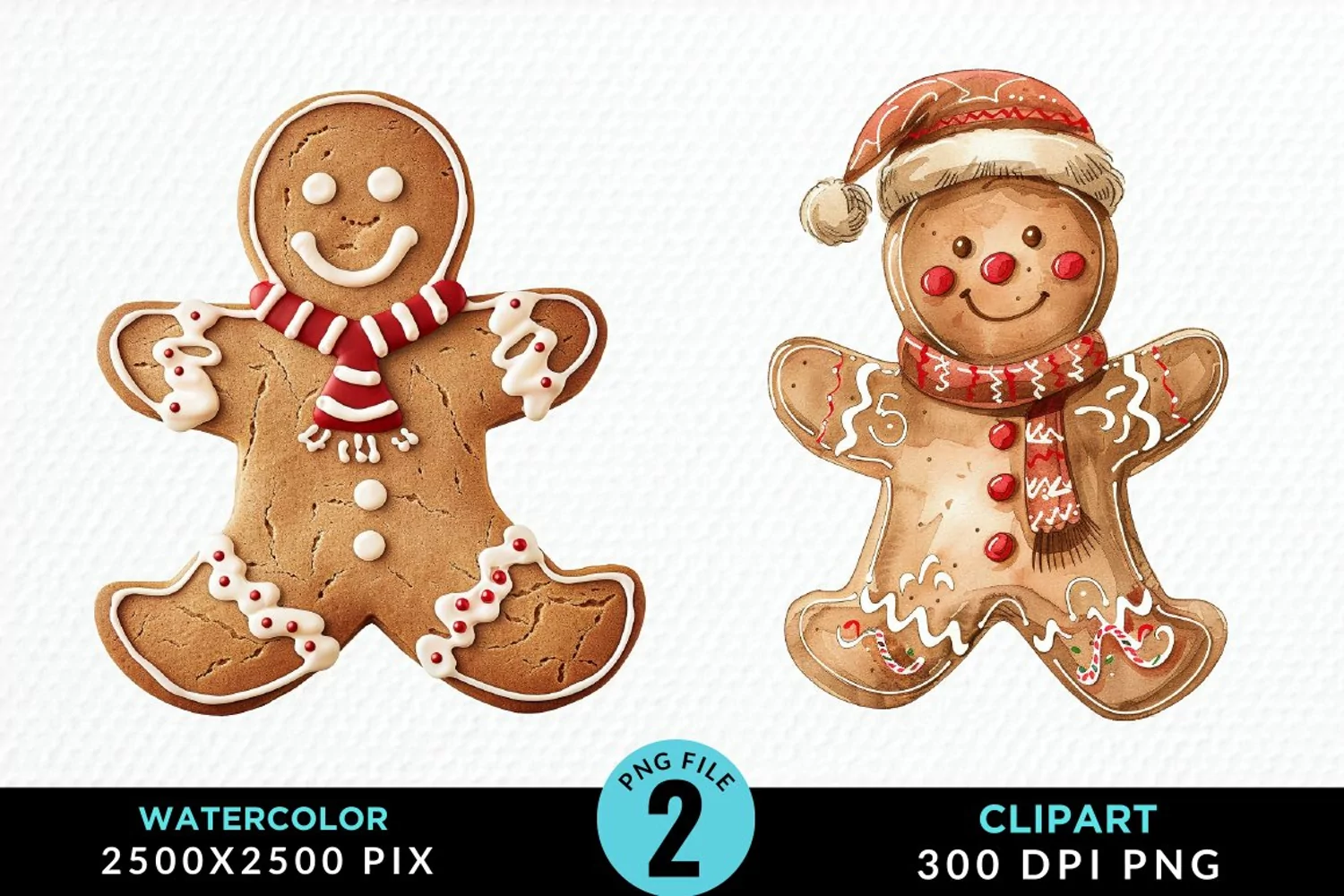 Watercolor Gingerbread Man Art Clipart product image 1