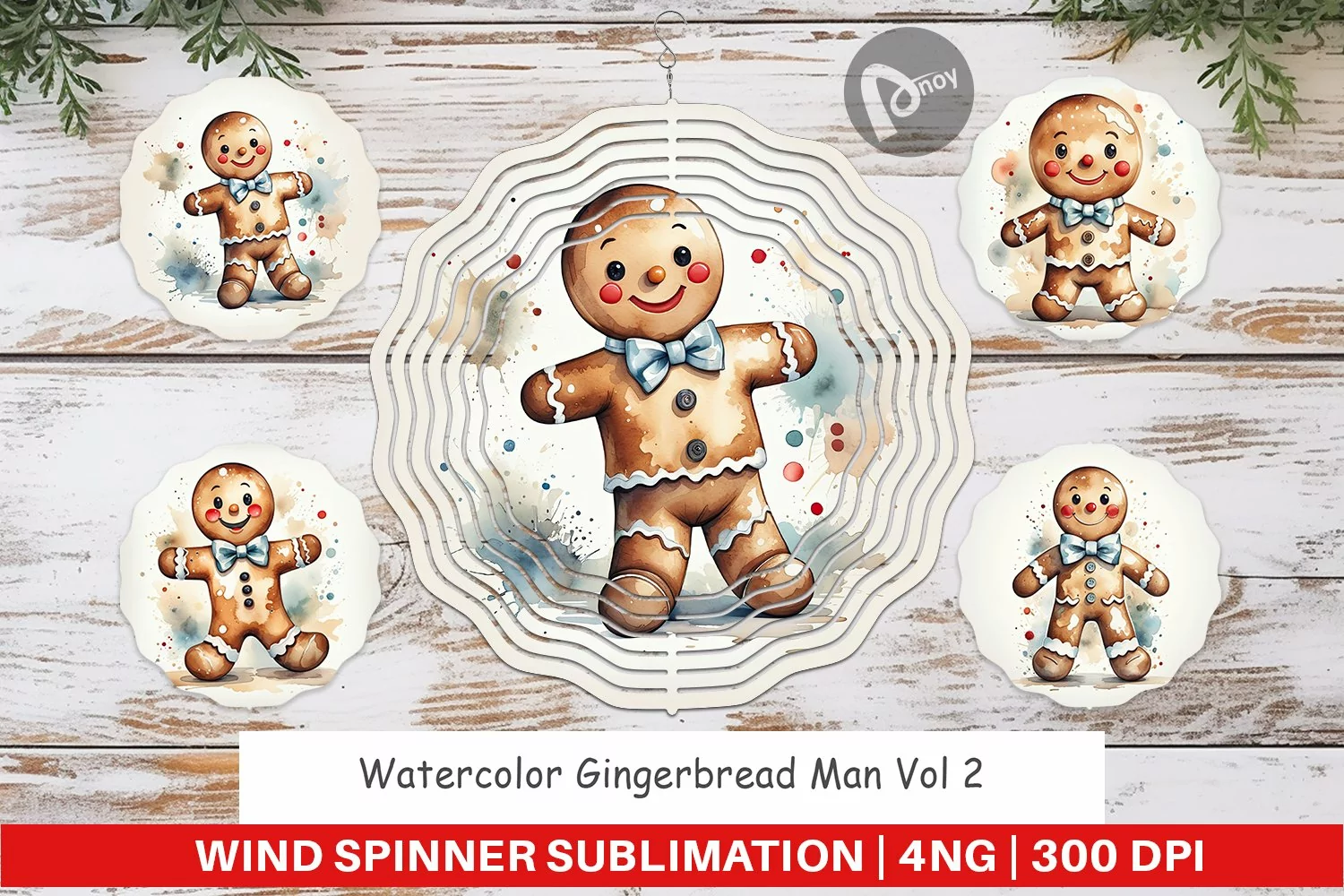 Wind Spinner Watercolor Gingerbread Man product image 1