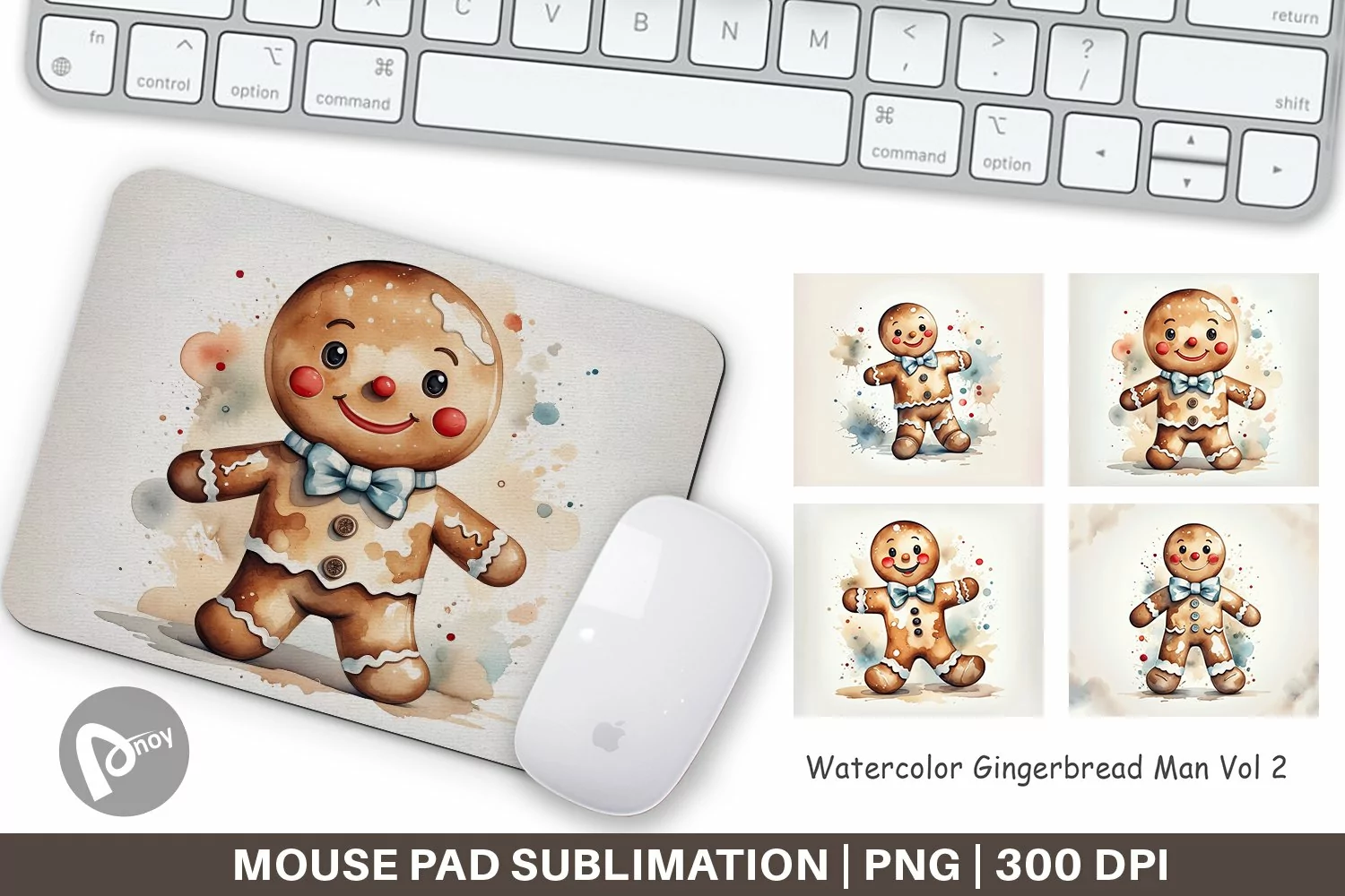 Mouse Pad Watercolor Gingerbread Man product image 1