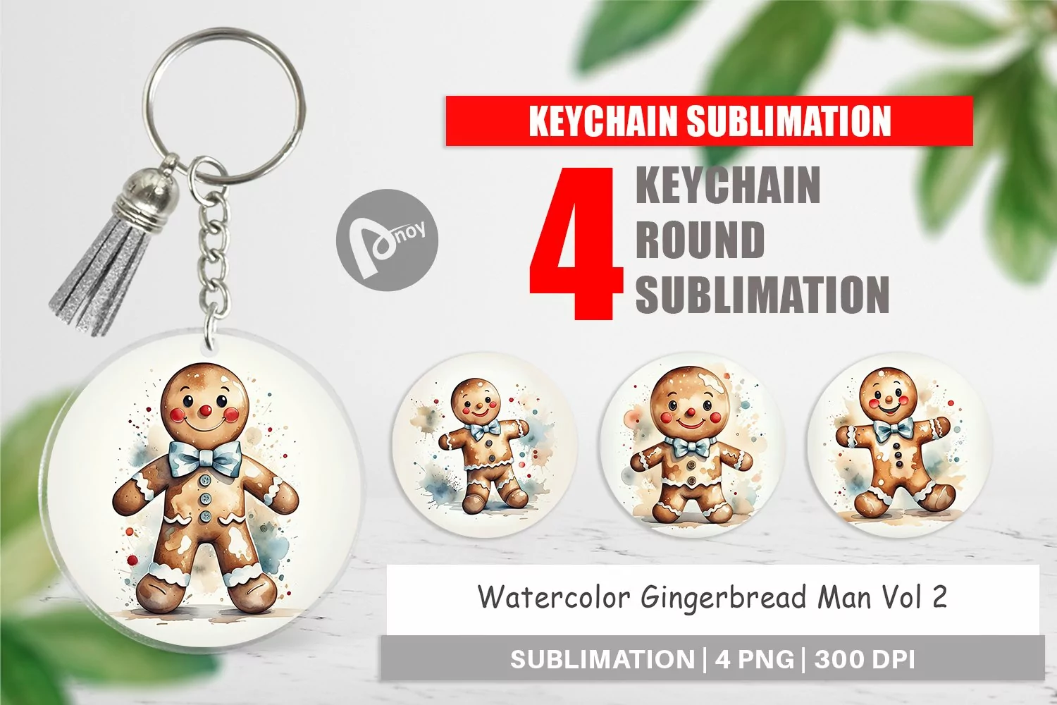 Keychain Watercolor Gingerbread Man product image 1