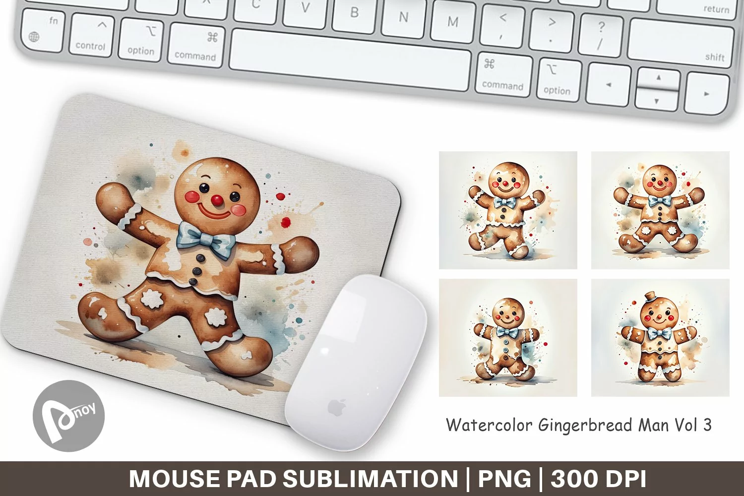 Mouse Pad Watercolor Gingerbread Man product image 1