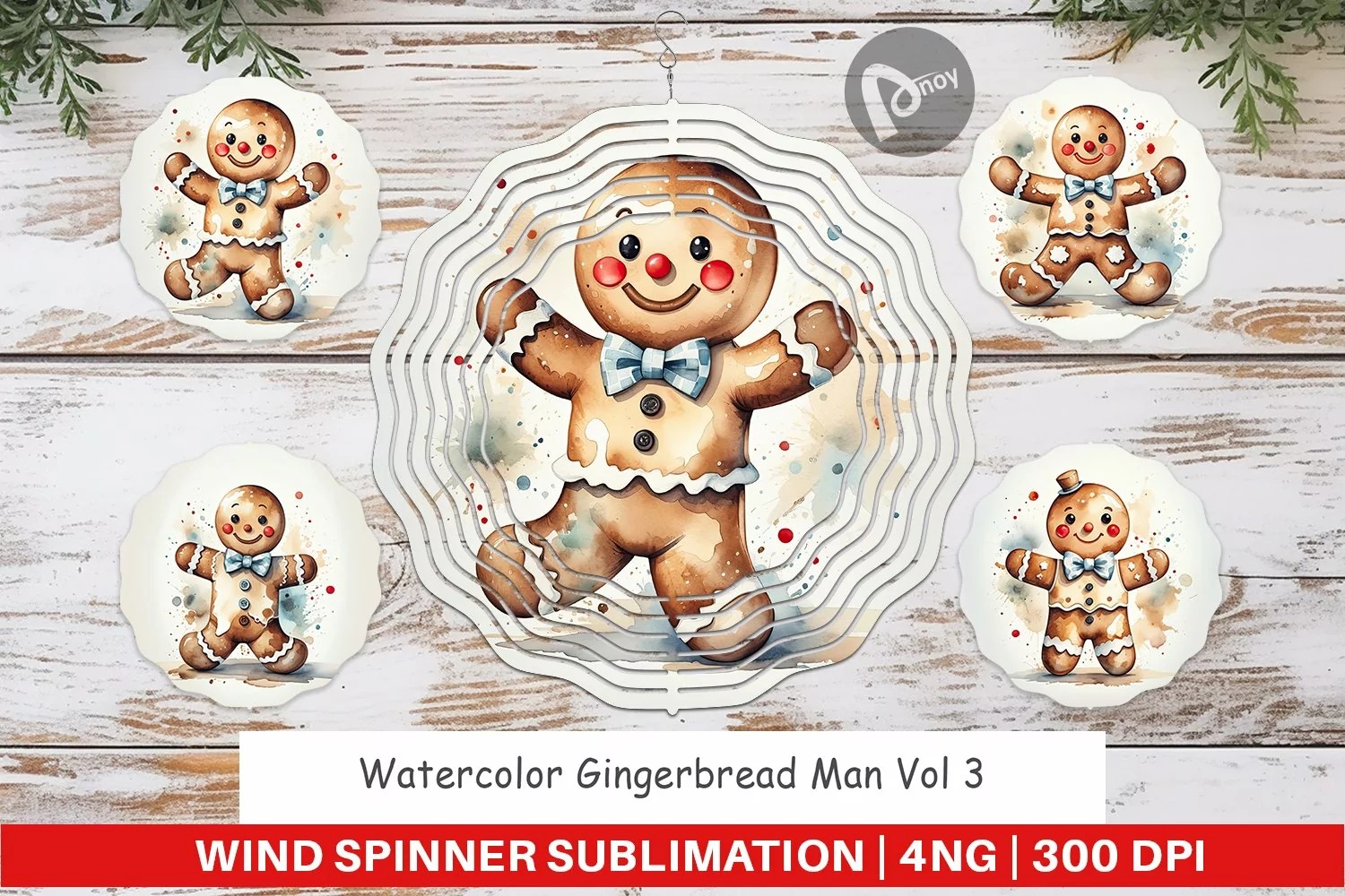 Wind Spinner Watercolor Gingerbread Man product image 1
