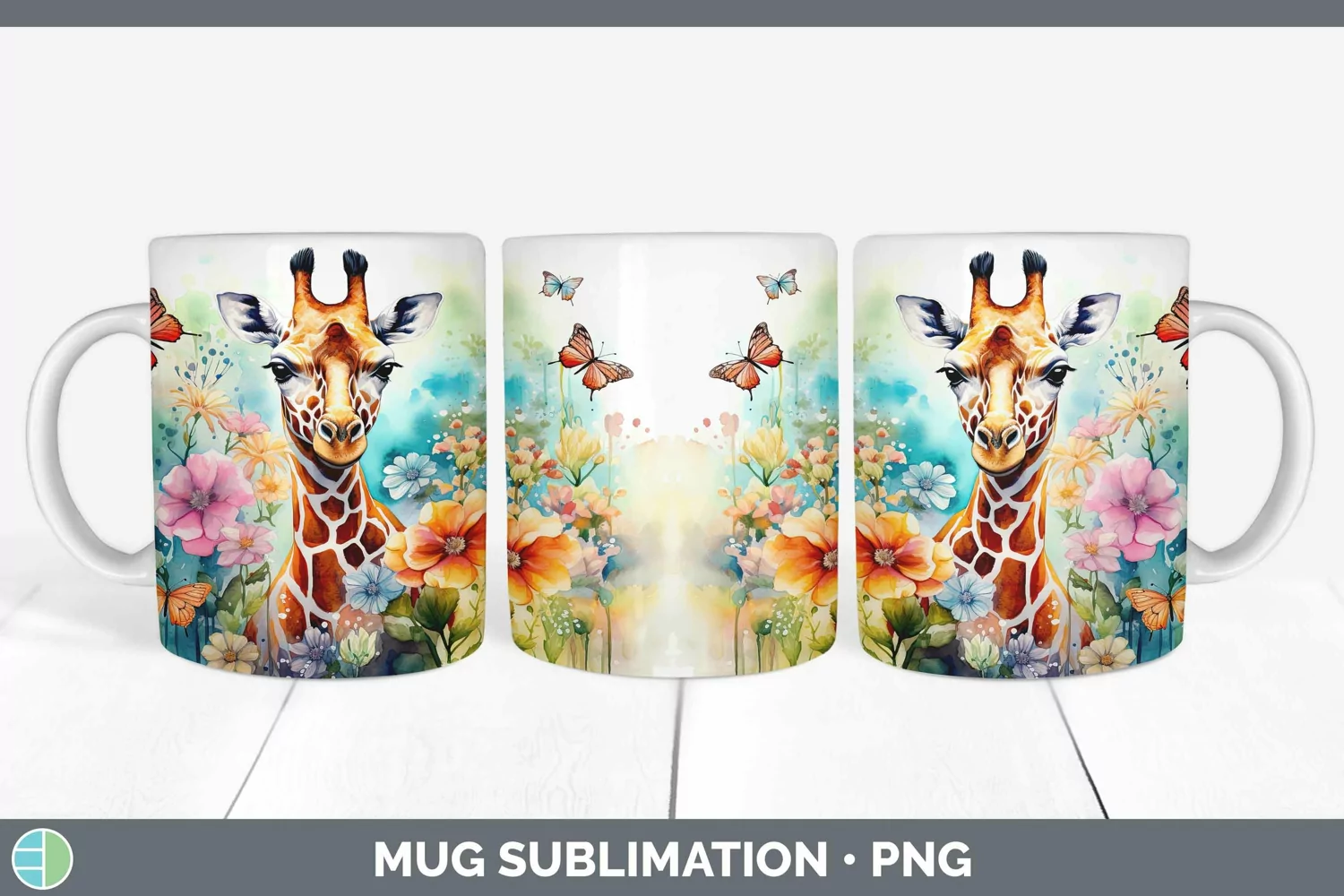 GorgeousWatercolor Mug Wrap design.