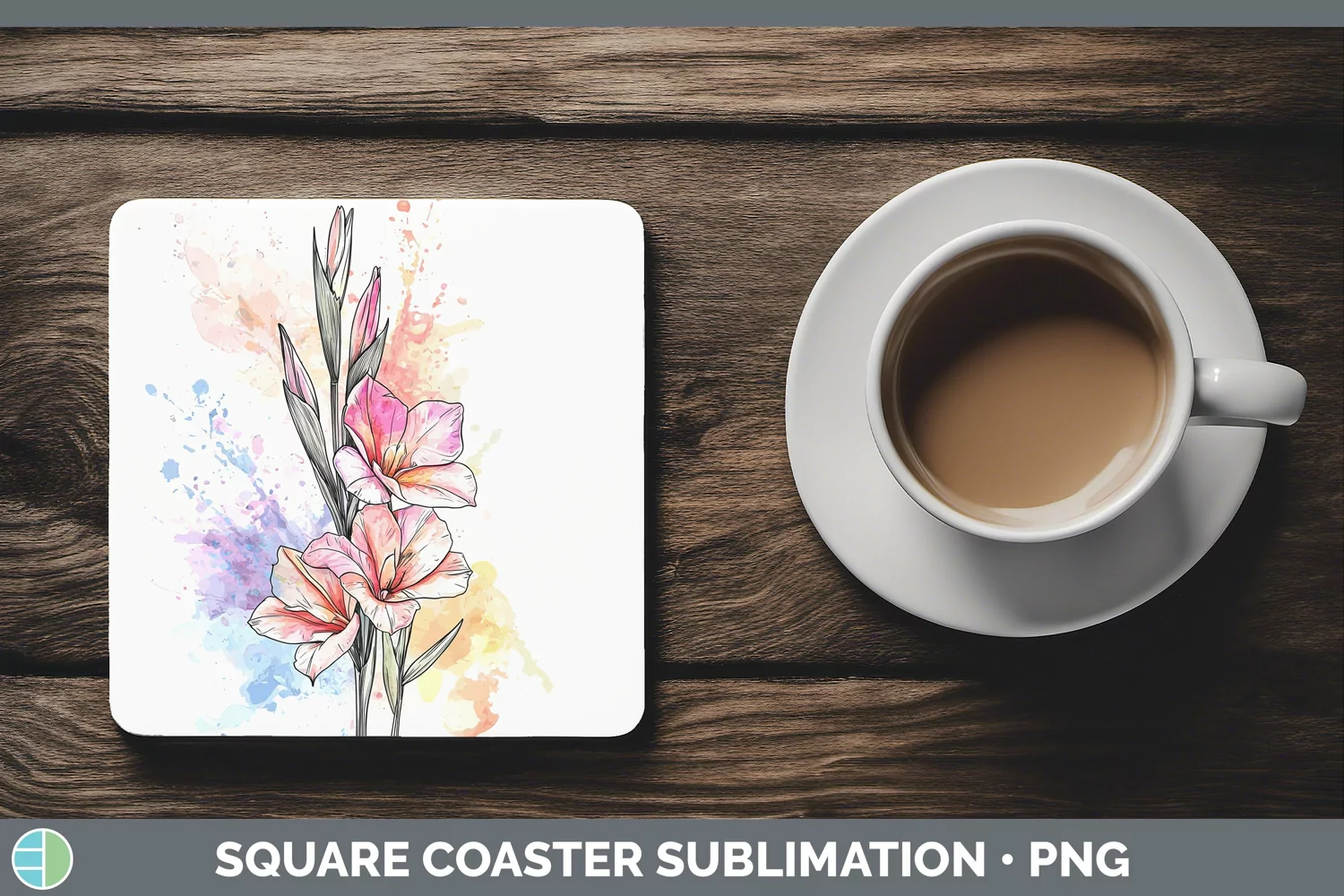 GorgeousWatercolor Square Coaster design.