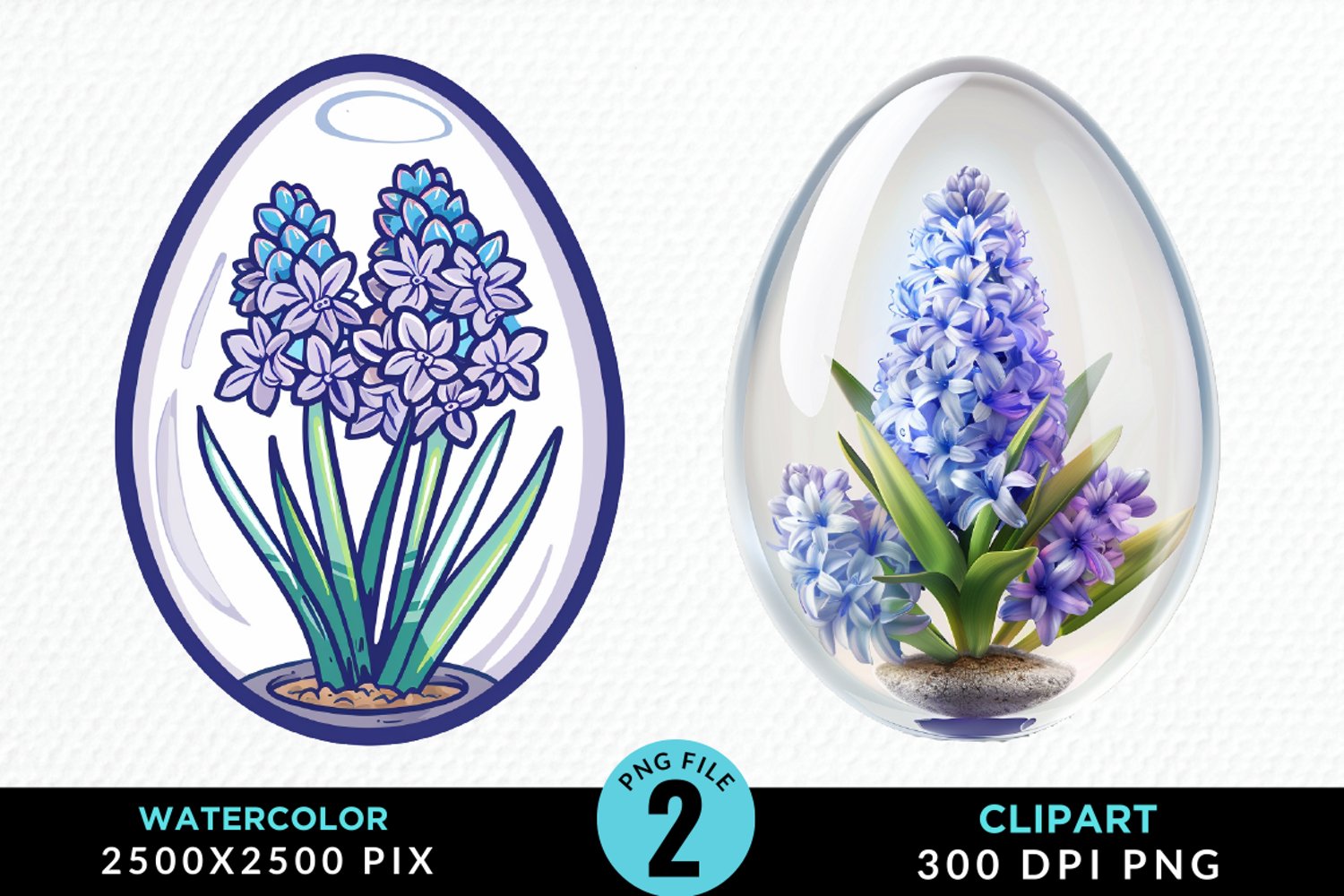 Watercolor Glass Egg With Flower Graphic Clipart product image 1