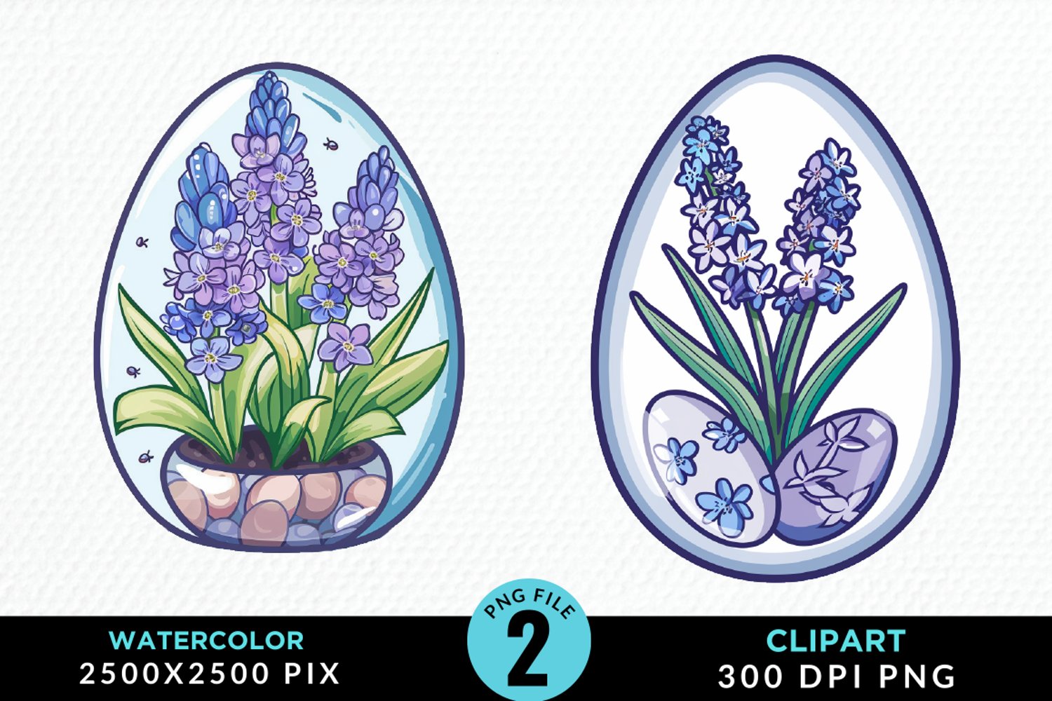 Watercolor Glass Egg With Flower Graphic Clipart product image 1