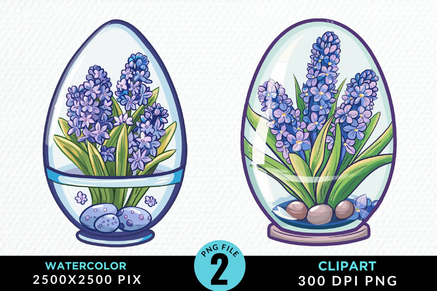 Watercolor Glass Egg With Flower Graphic Clipart product image 1