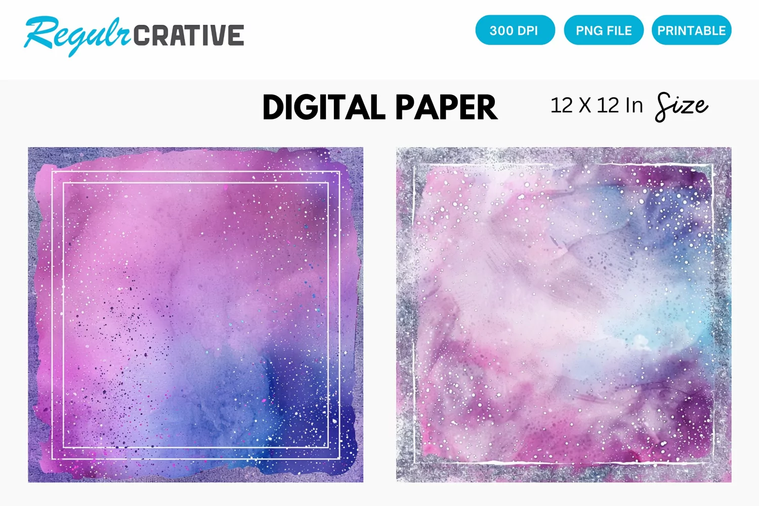 Watercolor Glitter Frame Digital Paper, Frame Background product image 1