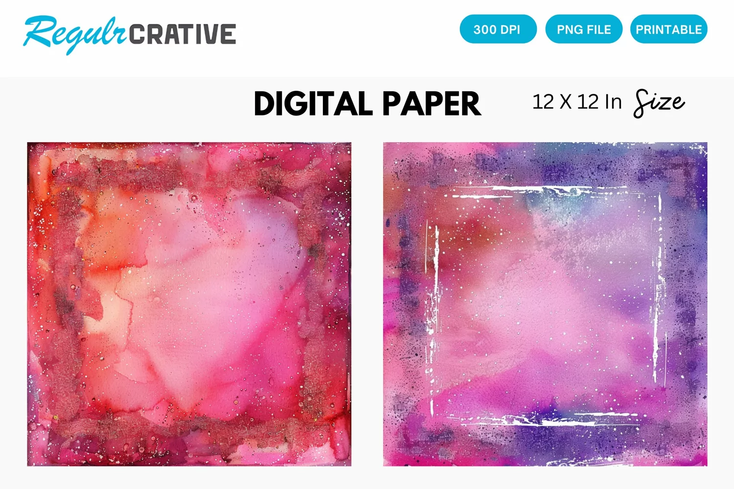 Watercolor Glitter Frame Digital Paper, Frame Background product image 1