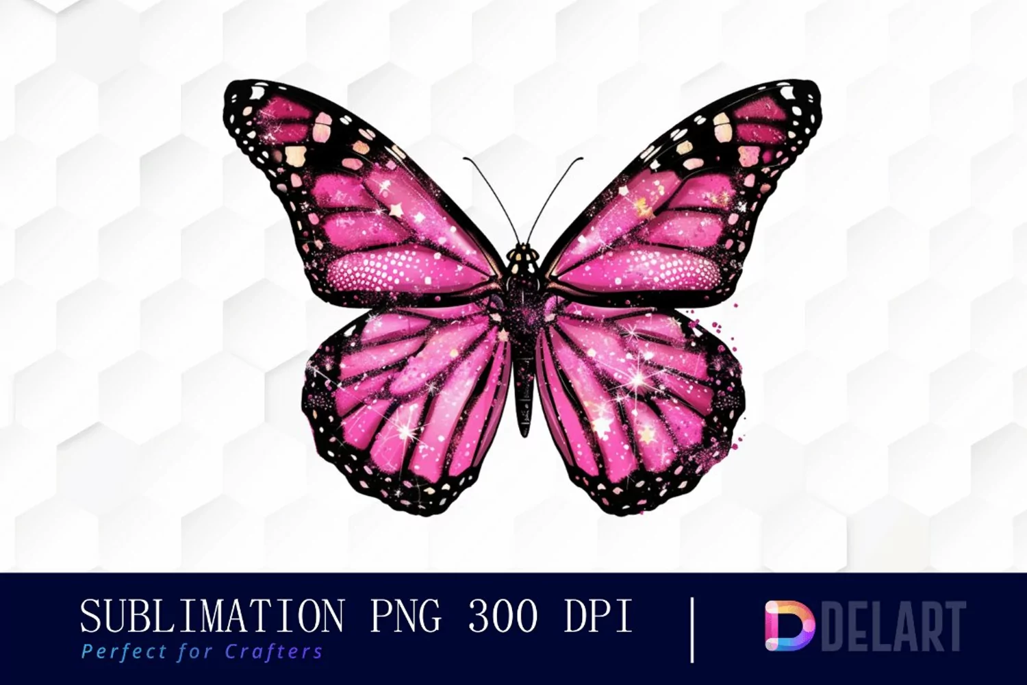 Glitter Pink Butterfly Watercolor Clipart product image 1