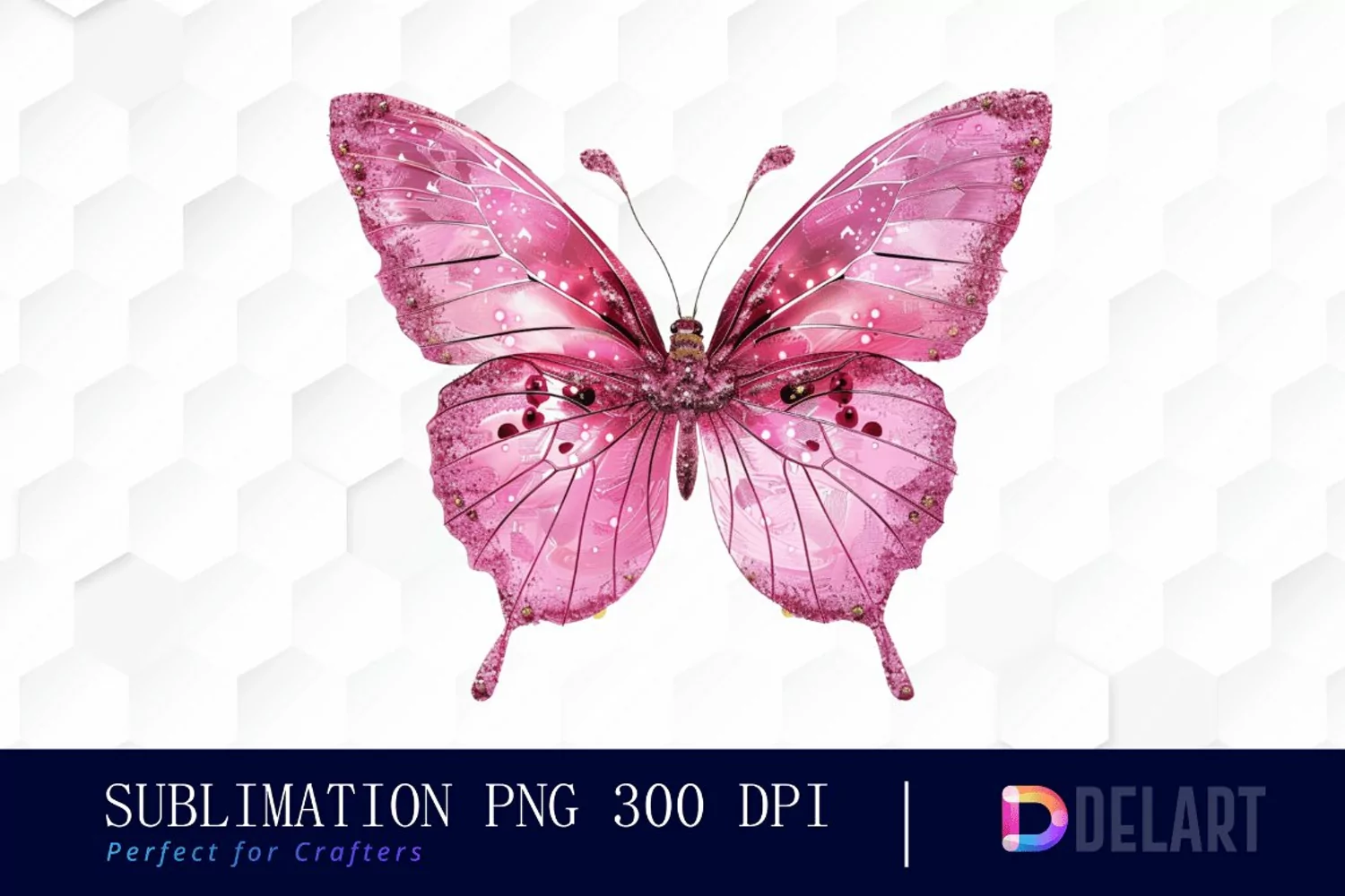 Glitter Pink Butterfly Watercolor Clipart product image 1