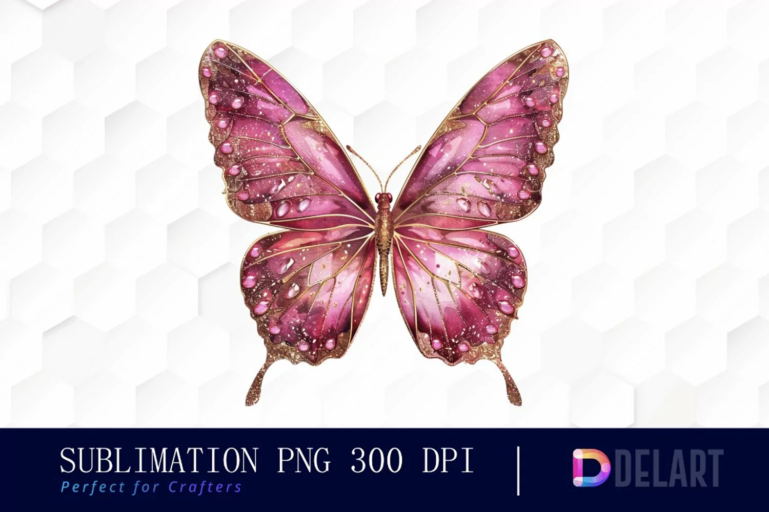 Glitter Pink Butterfly Illustration Clipart product image 1