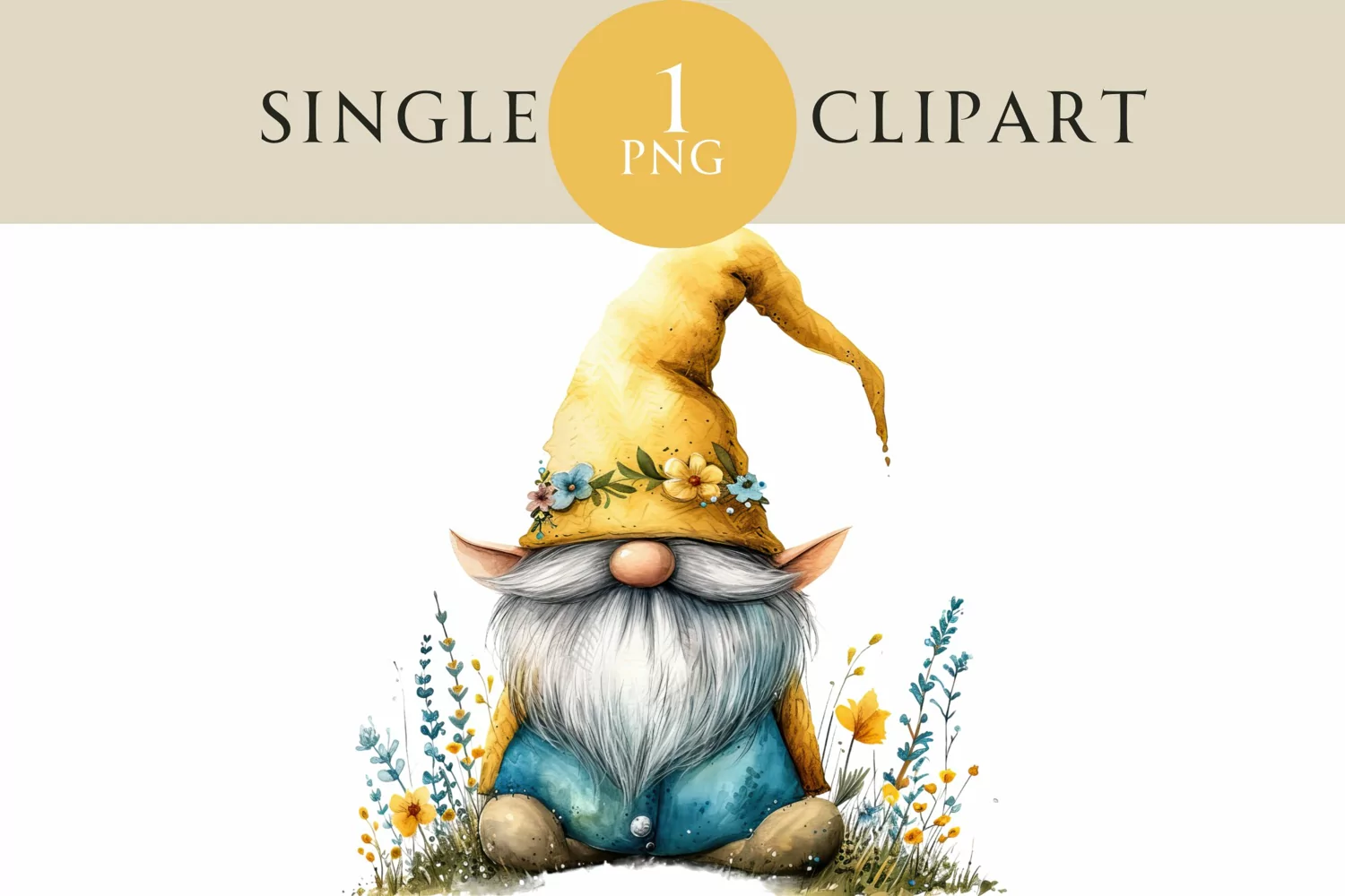 Watercolor Easter Gnome Clipart PNG Single Image product image 1