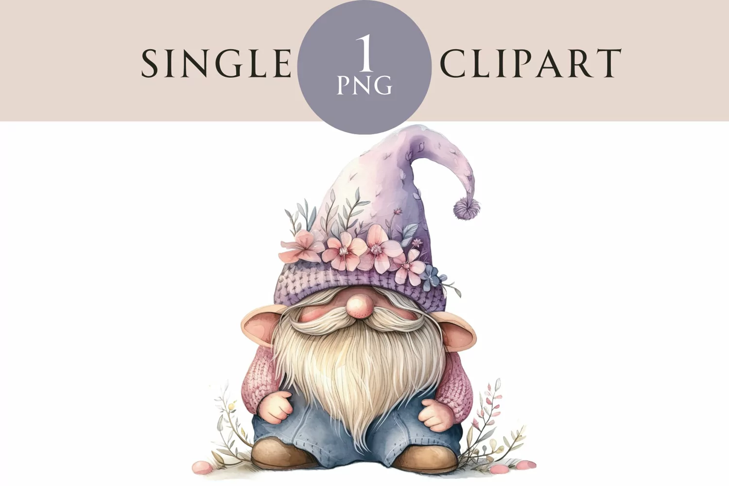 Watercolor Easter Gnome Clipart PNG Single Image product image 1
