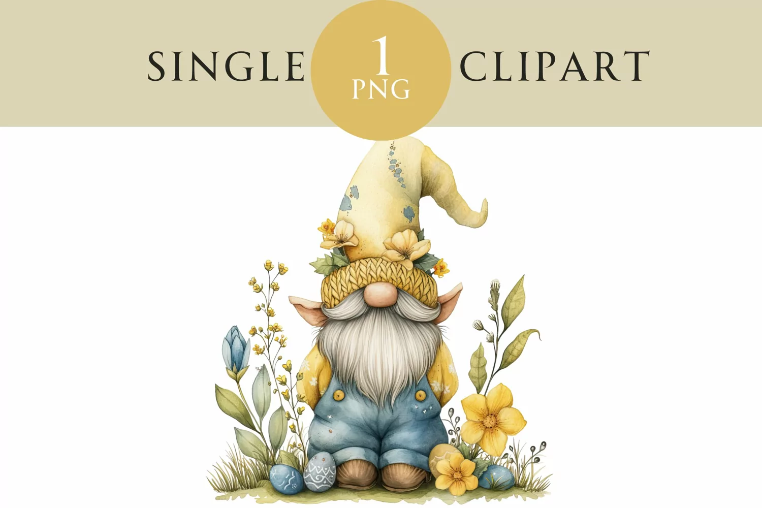 Watercolor Easter Gnome Clipart PNG Single Image product image 1