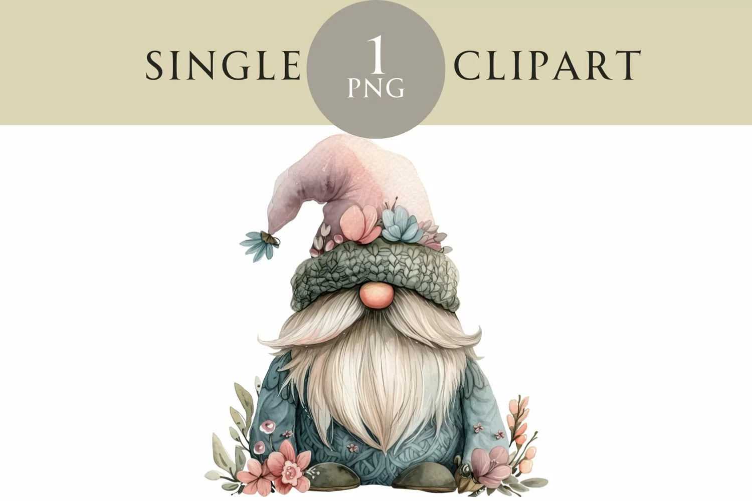 Watercolor Easter Gnome Clipart PNG Single Image product image 1