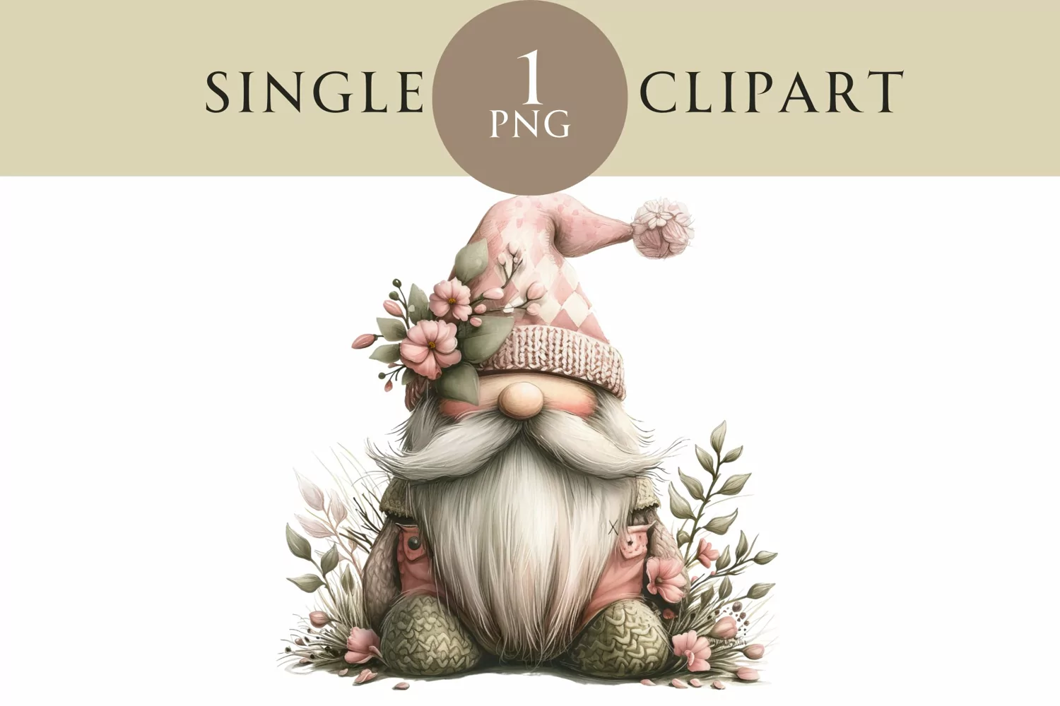 Watercolor Easter Gnome Clipart PNG Single Image product image 1