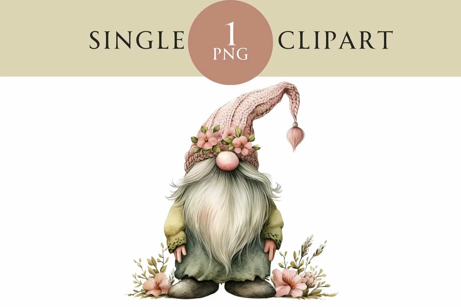 Watercolor Easter Gnome Clipart PNG Single Image product image 1