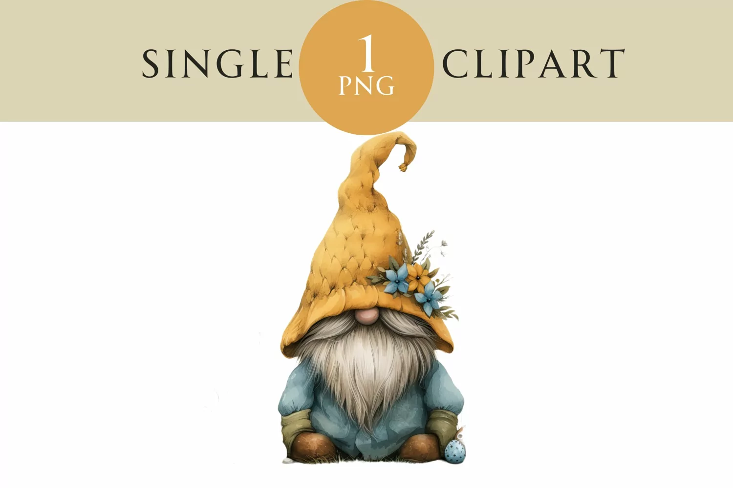 Watercolor Easter Gnome Clipart PNG Single Image product image 1