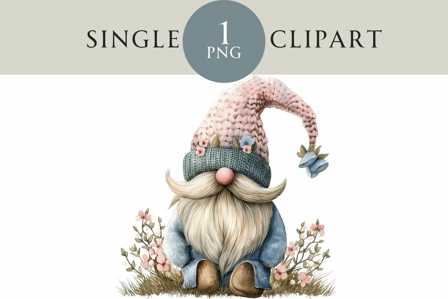 Easter Gnome Clipart Watercolor PNG Single Image product image 1