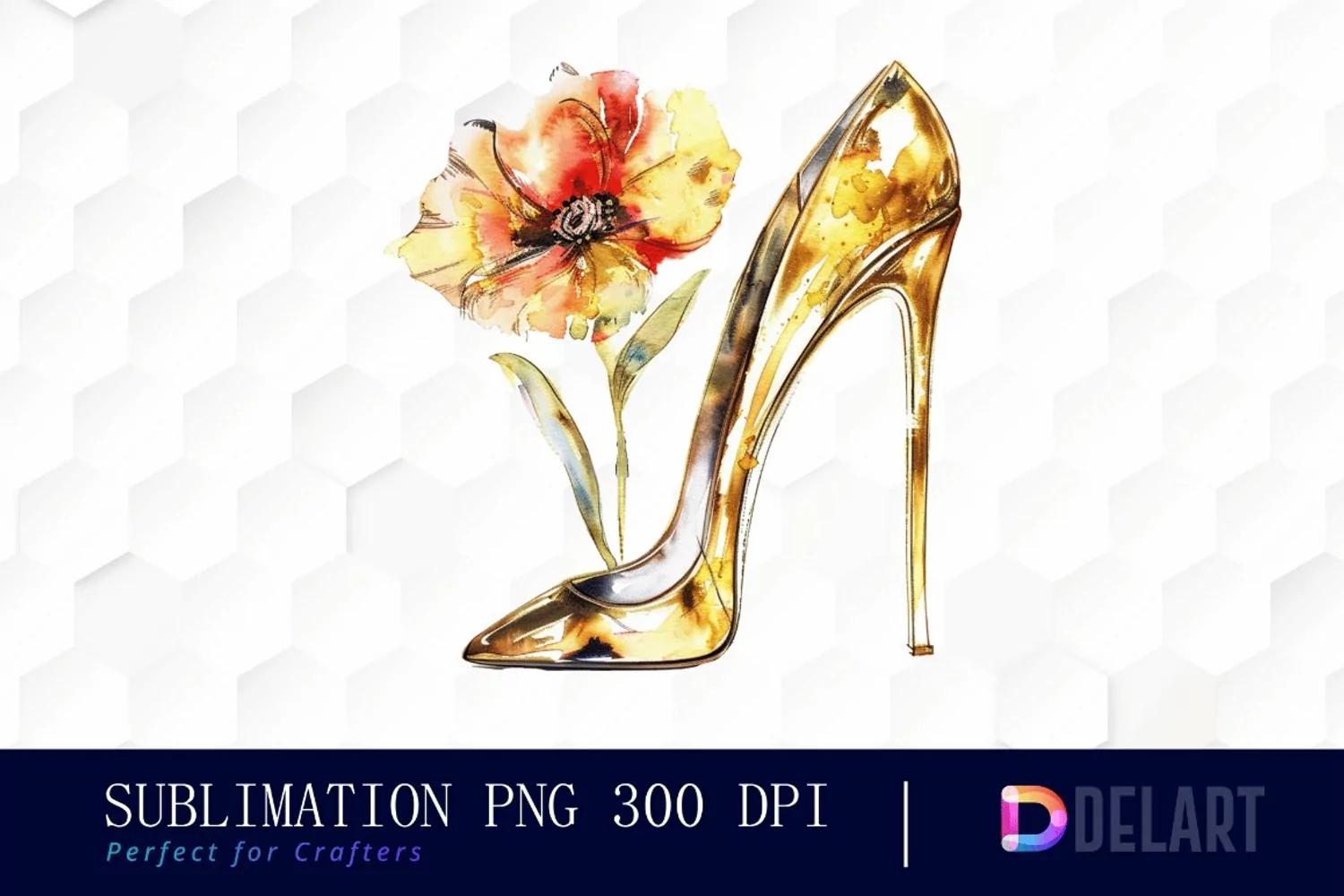 Gold High Heel With Flower Art Clipart product image 1