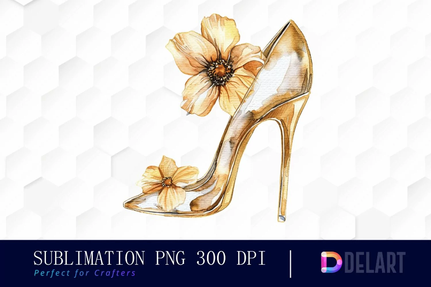 Gold High Heel With Flower PNG Clipart product image 1