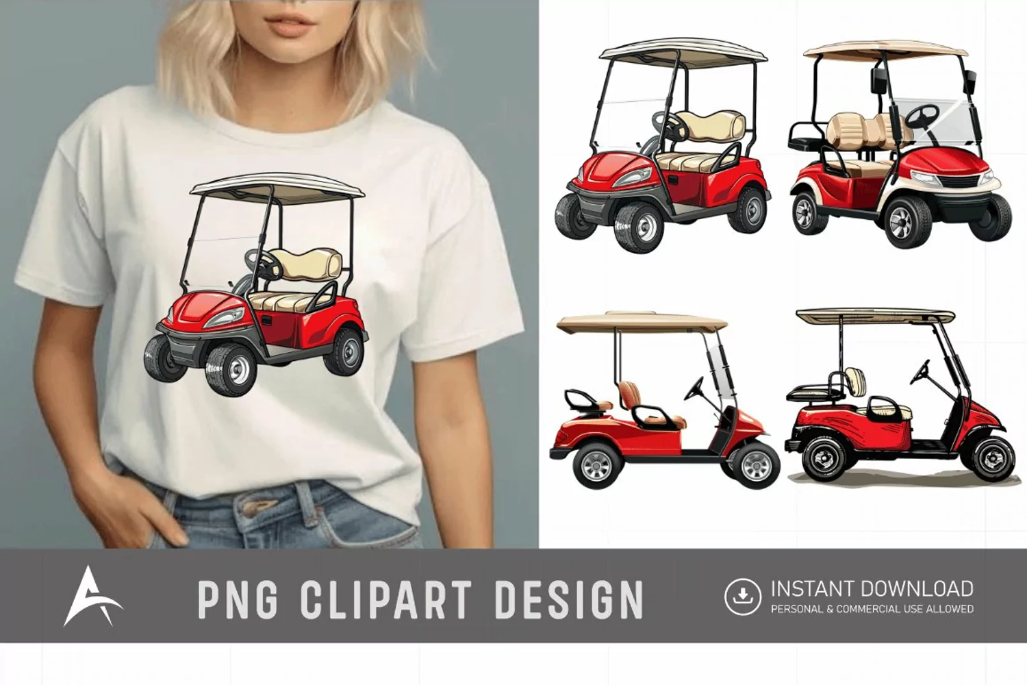 Watercolor Golf Cart Clipart product image 1