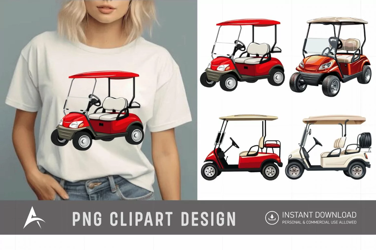 Watercolor Golf Cart Clipart product image 1