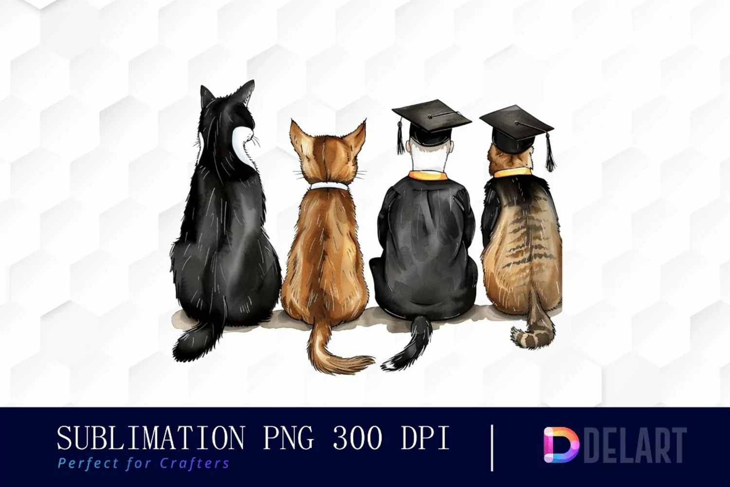 Graduation Animals Back View Sublimation PNG Clipart product image 1