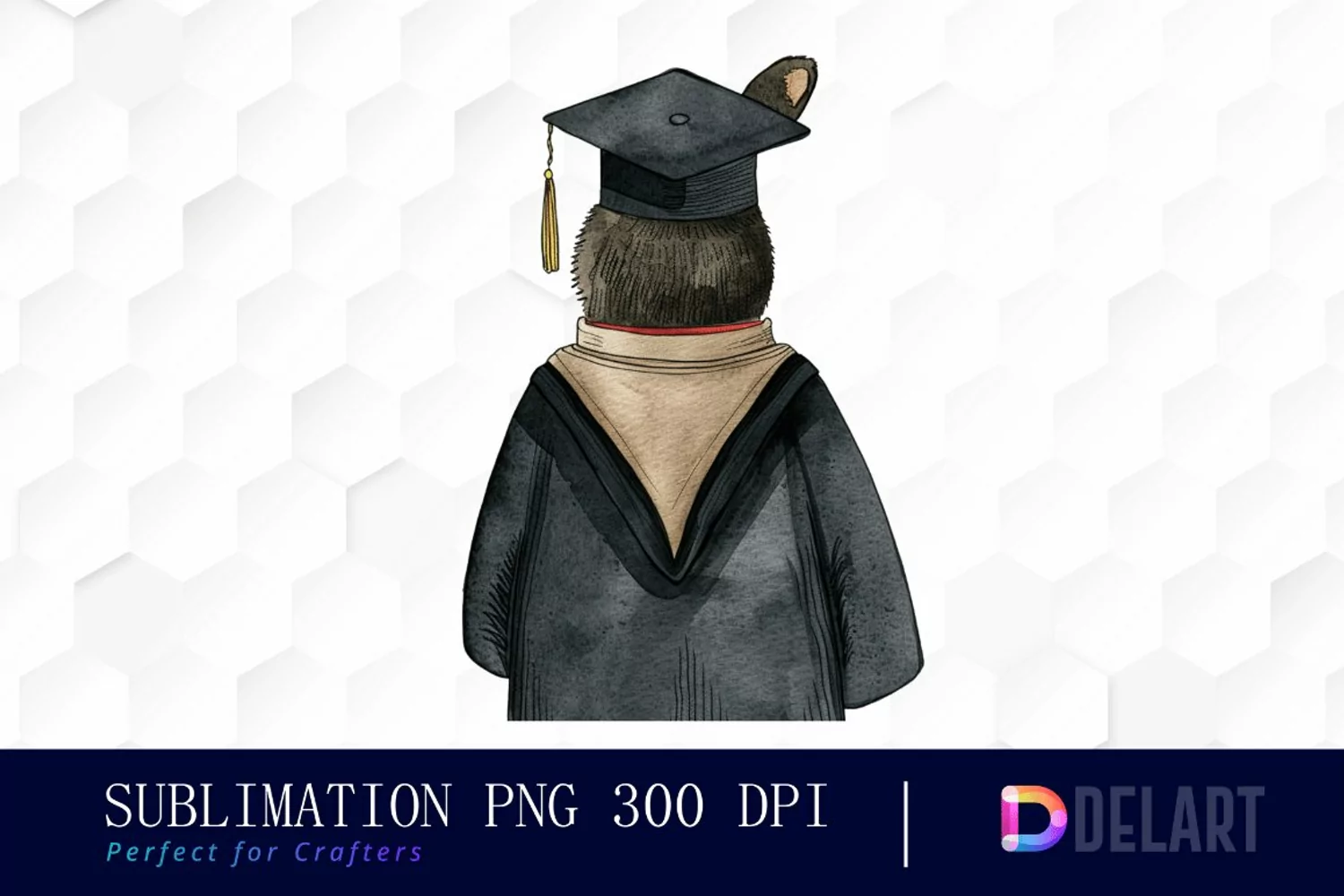 Graduation Animals Back View Illustration Clipart product image 1
