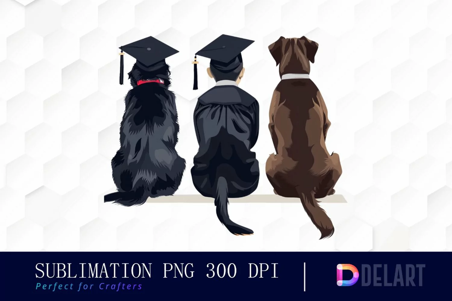 Graduation Animals Back View Watercolor Clipart product image 1