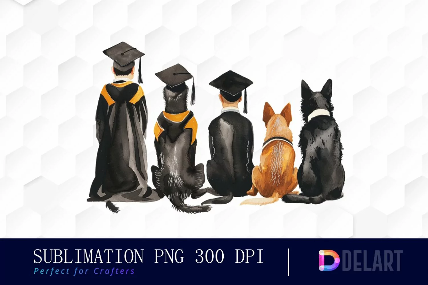 Graduation Animals Back View Illustration Clipart product image 1