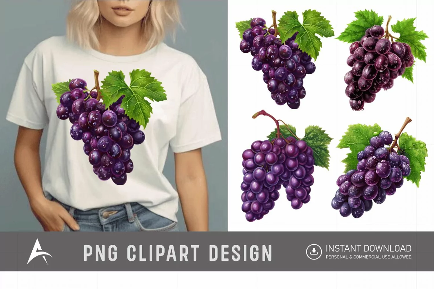 Watercolor Grapes fruit Clipart product image 1