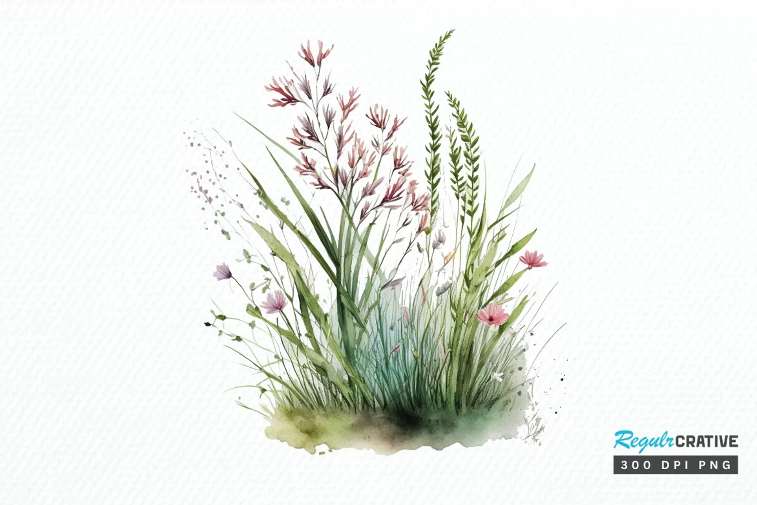 Watercolor Grass Spring Floral PNG Clipart product image 1