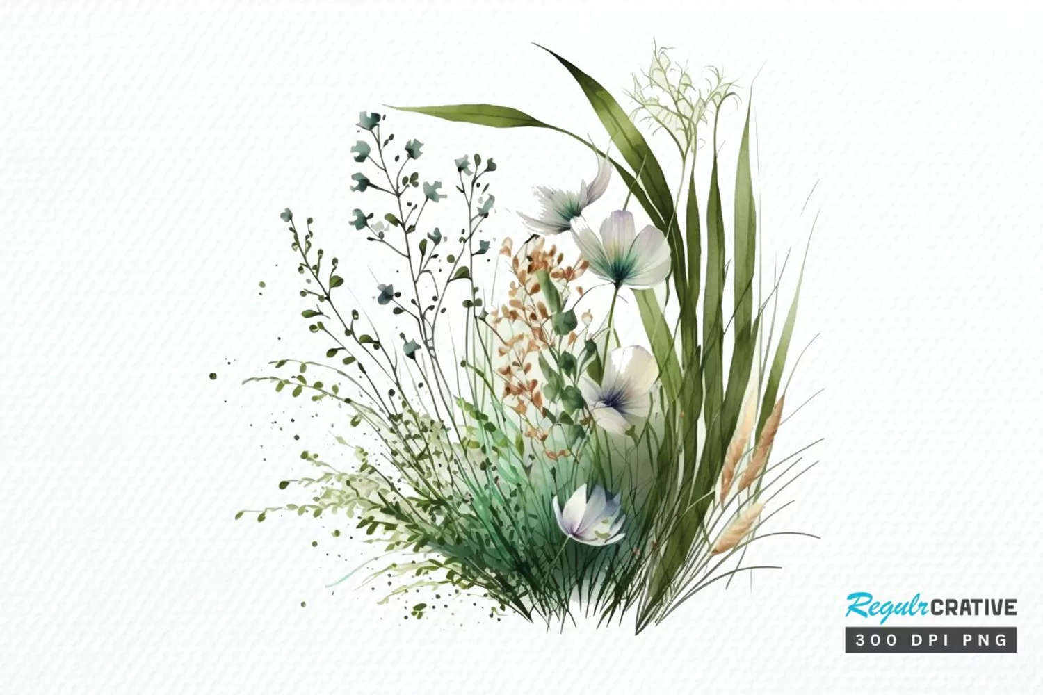 Watercolor Grass Spring Floral PNG Clipart product image 1