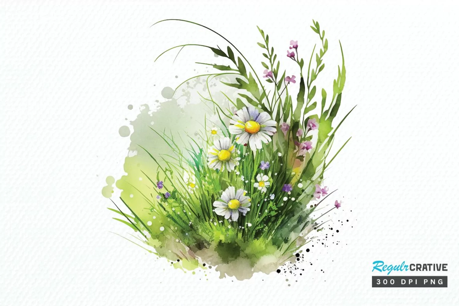 Watercolor Grass Spring Floral PNG Clipart product image 1