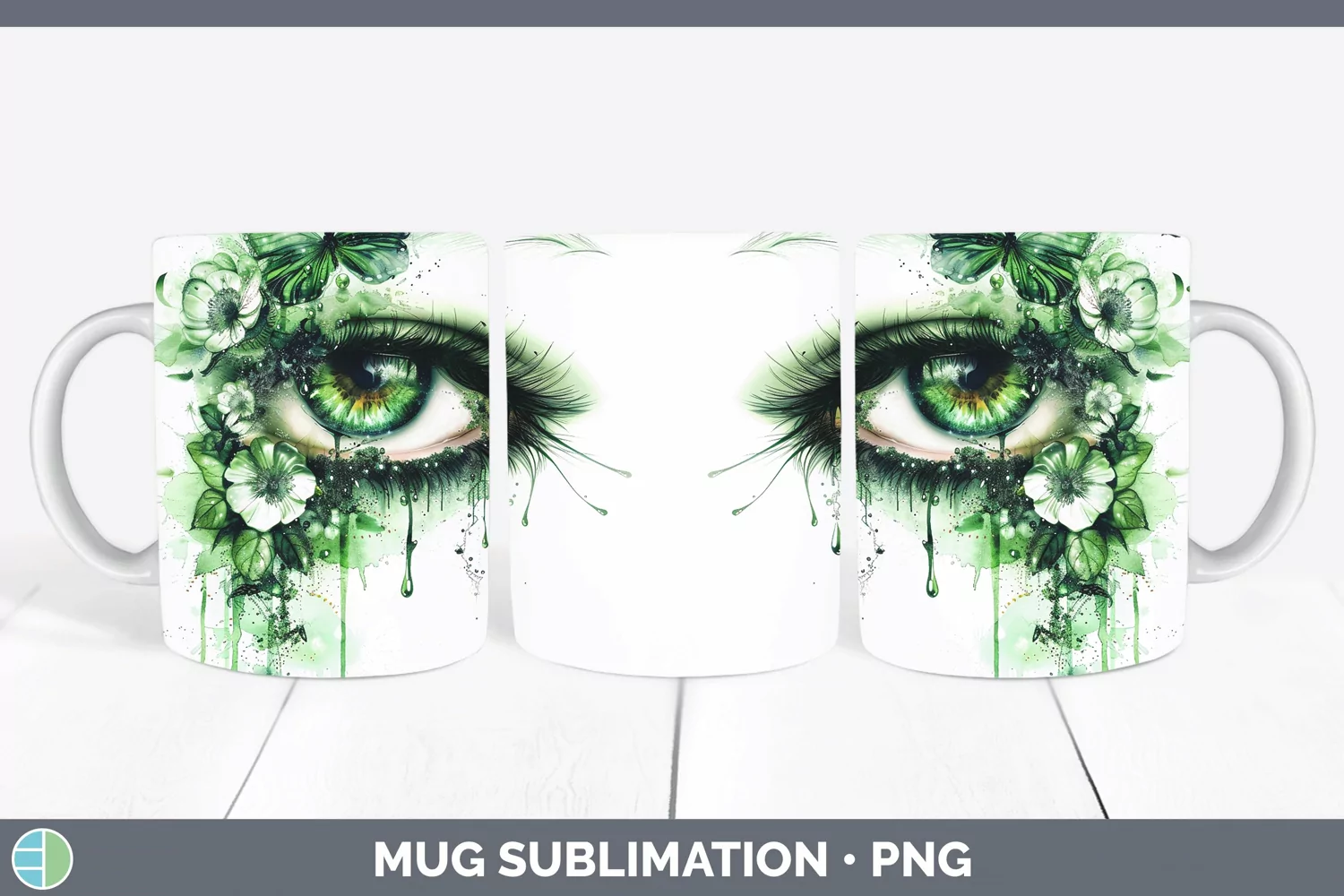 GorgeousWatercolor Mug Wrap design.