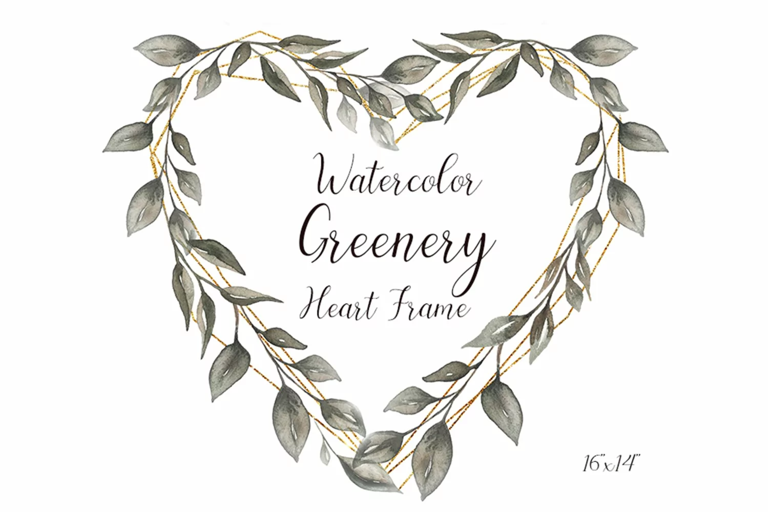 Watercolor Greenery Heart Frame product image 1