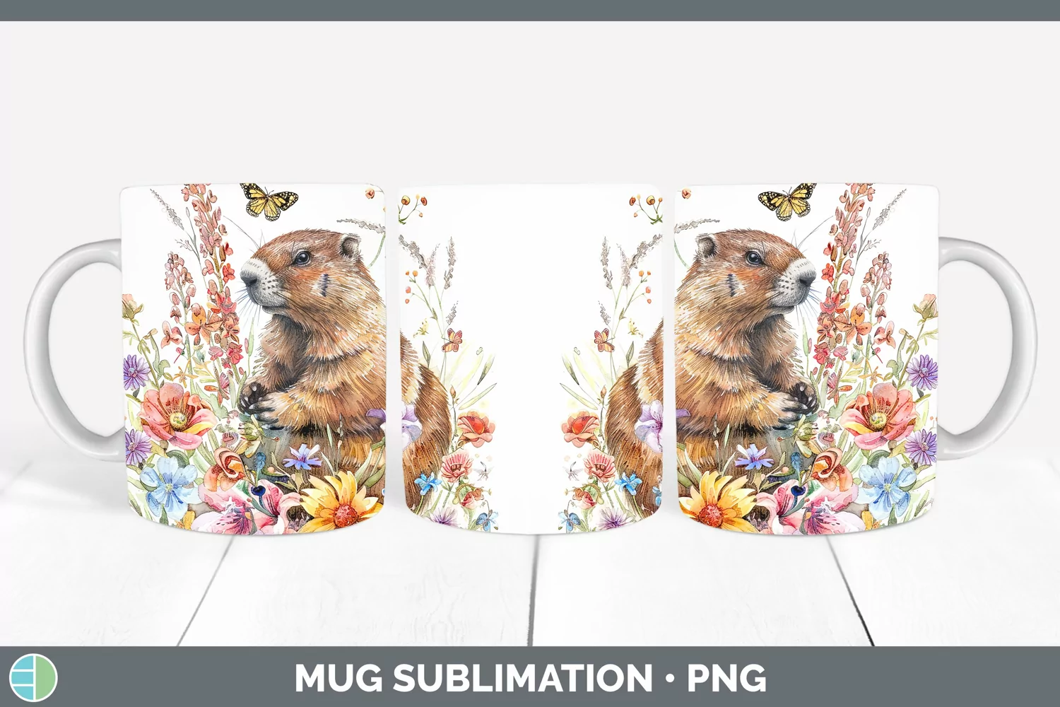 GorgeousWatercolor Mug Wrap design.
