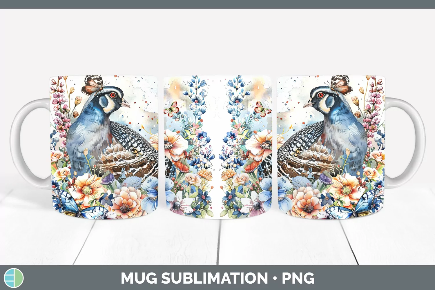 GorgeousWatercolor Mug Wrap design.