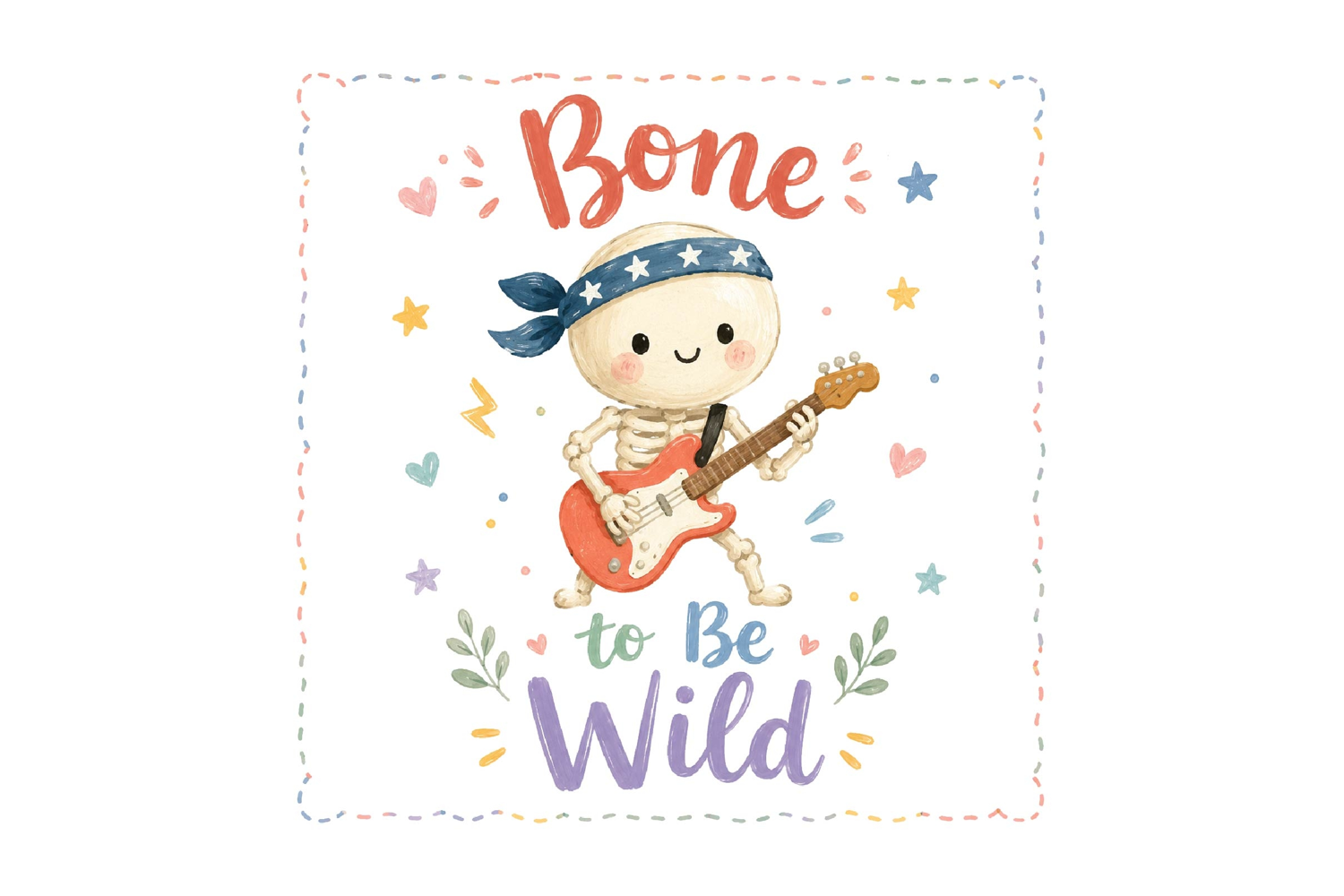 Watercolor Guitar Skeleton Bone Wild product image 1