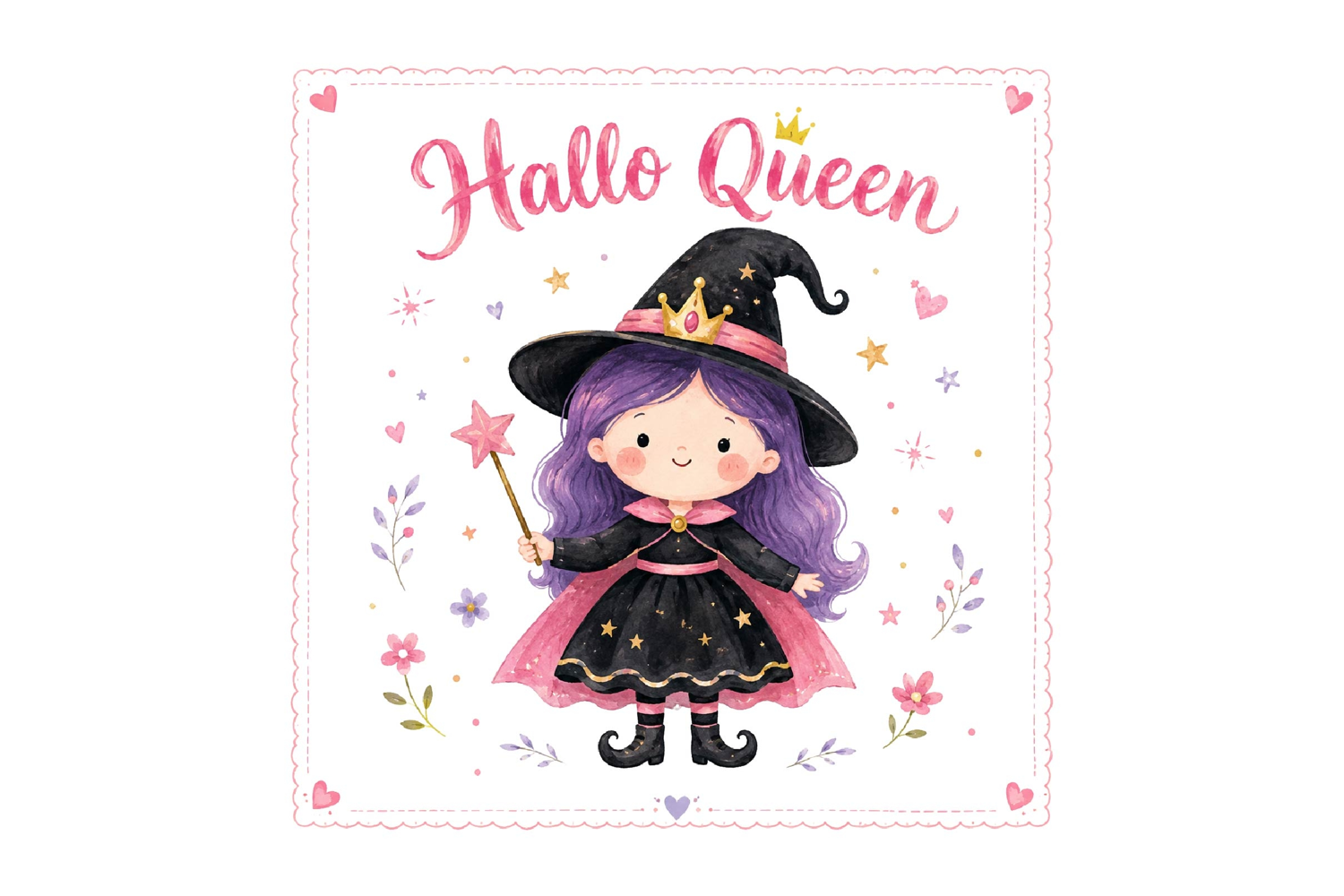 Watercolor Hallo Queen Witch PNG File product image 1