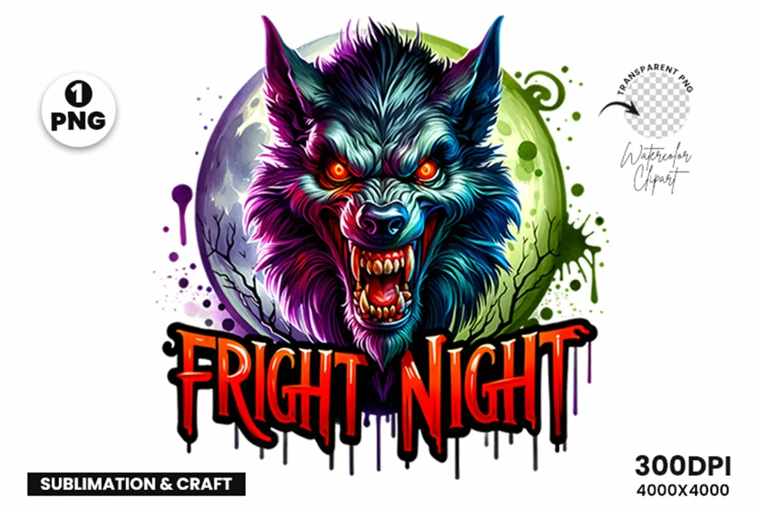 Watercolor Wolf, Halloween Wolf, Aggressive Wolf, Watercolor Clipart, Wolf PNG, Halloween Clipart, Wolf Art, Dracula Wolf, Dracula Clipart, Spooky Wolf, Ghost Wolf, Sublimation Clipart, Wolf Design, Dracula PNG, Halloween Design, Wolf Illustration, Waterc